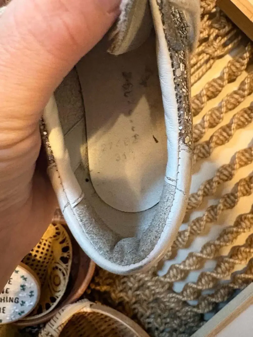 Golden Goose Kids  Super-Star Silver Glitter and Suede Low-Top Sneakers